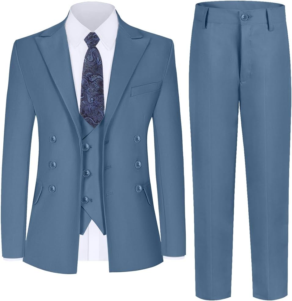 Boys Double Breasted Suit for Kids Tuxedo Boy Formal Suits 5 Pieces Wedding Guest Outfit Prom Dress Clothes