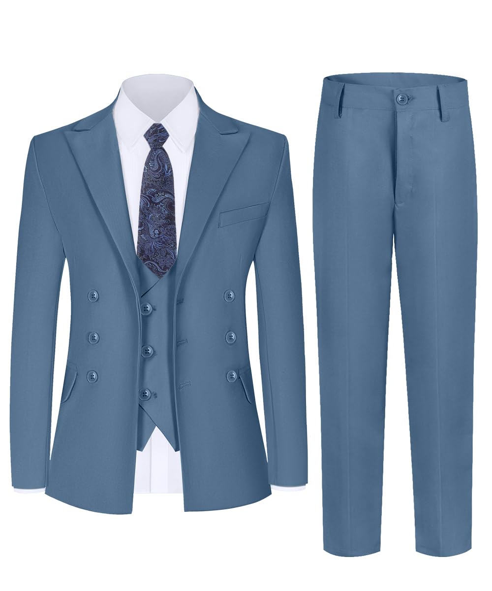 Anzug für Jungen, 5-teilig, Jungenanzüge mit zweireihigem Smoking für Hochzeit, Ringträger, Outfit, Schulkleid, Kleidung