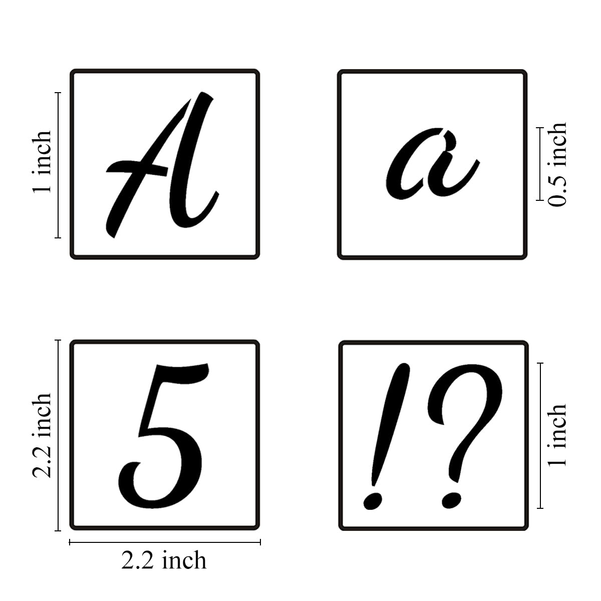Plantillas de letras del alfabeto de 1 pulgada para pintar, paquete de 70 plantillas de letras y números con letreros para pintar en madera, plantillas reutilizables de números y letras para pizarra,