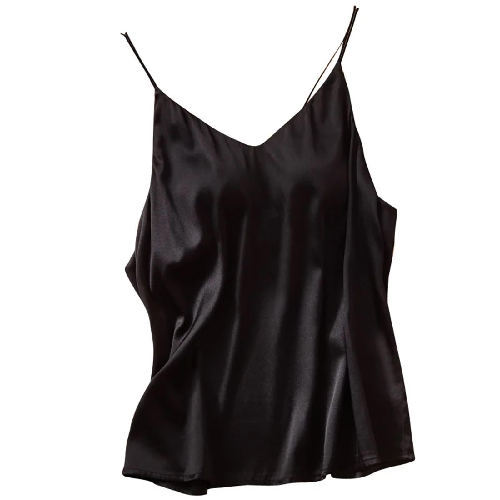 Camisola de Verano for Mujer, cómoda, de Seda Morera Lisa, con Tirantes Finos y Sujetador, Ropa Interior Sencilla for Mujer para Uso Diario, Viajes