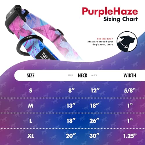 Image of Tuff Pupper Premium Adjustable Dog Collar for Medium Boy & Girl Dogs, Stylish Pattern Collars Designed in USA, Quick Release Buckle, PurpleHaze Print, Medium (1 Inch Wide x 13-18 Inch Neck)