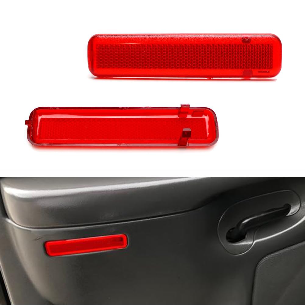 Tonsyafor Red Interior Side Door Panel Courtesy Light Cover Chevy Silverado GMC Sierra 1500 2500 3500 HD Suburban Avalanche Tahoe Yukon XL Pack of 2