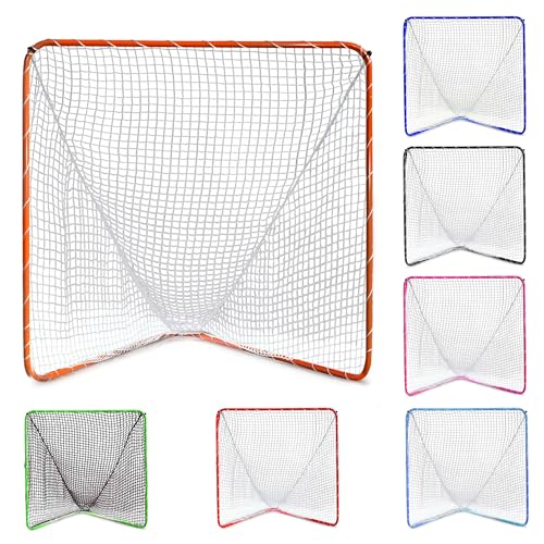 Velocity Official Size 6x6x7\' Backyard Lacrosse Practice and Training Goal, Includes 4MM Lacrosse Net, for Youth, Kids, and Adults â€“ Lime Green Frame, Black Net