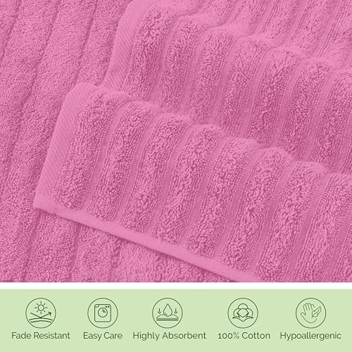 Image of Elegant Comfort 100% Turkish Cotton Corduroy Ribbed Luxury Washcloths 6 Pack Soft 13 x 13 Inch - Higly Absorbent, Durable, Quick Dry, Spa Premium Hotel Quality for Bathroom or Travel, Light Pink