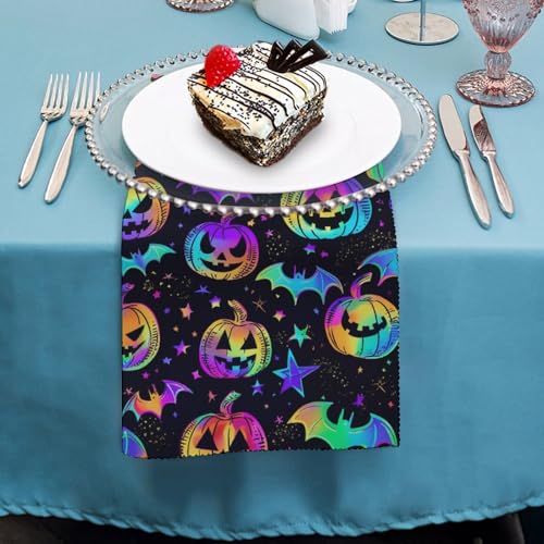 Servilletas de tela con estampado de calabazas y murciélagos, pack de 6 miniatura 4