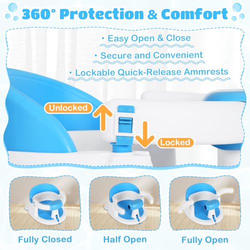 Image of TPR Skin-Friendly Baby Bath Seat for Babies 6 Months & Up, Non-Slip Suction Cup Toddler Bath Seat for Baby Bathtub (Blue)