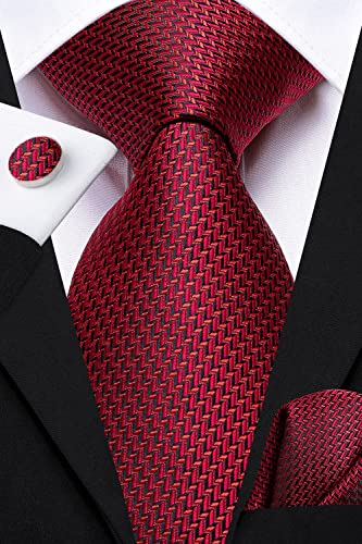 Image of Dubulle Mens Paisley Floral Silk Tie for Men Striped Necktie and Pocket Square Cufflinks Set Wedding Business