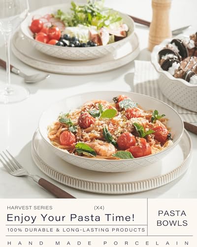 Getstar Large Ceramic Pasta and Salad Bowls Set of 4