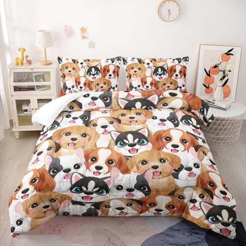 Nttopship Dog Comforter Set Twin with 2 Pillowcases