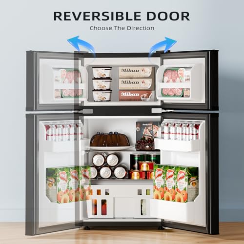 Antarctic Star 3.2 Cu.Ft,Mini Refrigerator with Freezer,Double Door Mini Fridge,Compact Refrigerator,Adjustable Thermostat,Mini Refrigerator for Bedroom/Office/Dorm/Kitchen(BLACK) on Fridge.com