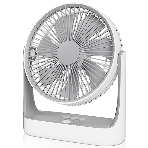 Magshion 7" USB Desk Fan, 3-in 1 4000mAh Rechargeable Battery Table Fan with Night Light, 180° Tilt Angle Small Portable Fan for Bedroom, Office and Kitchen