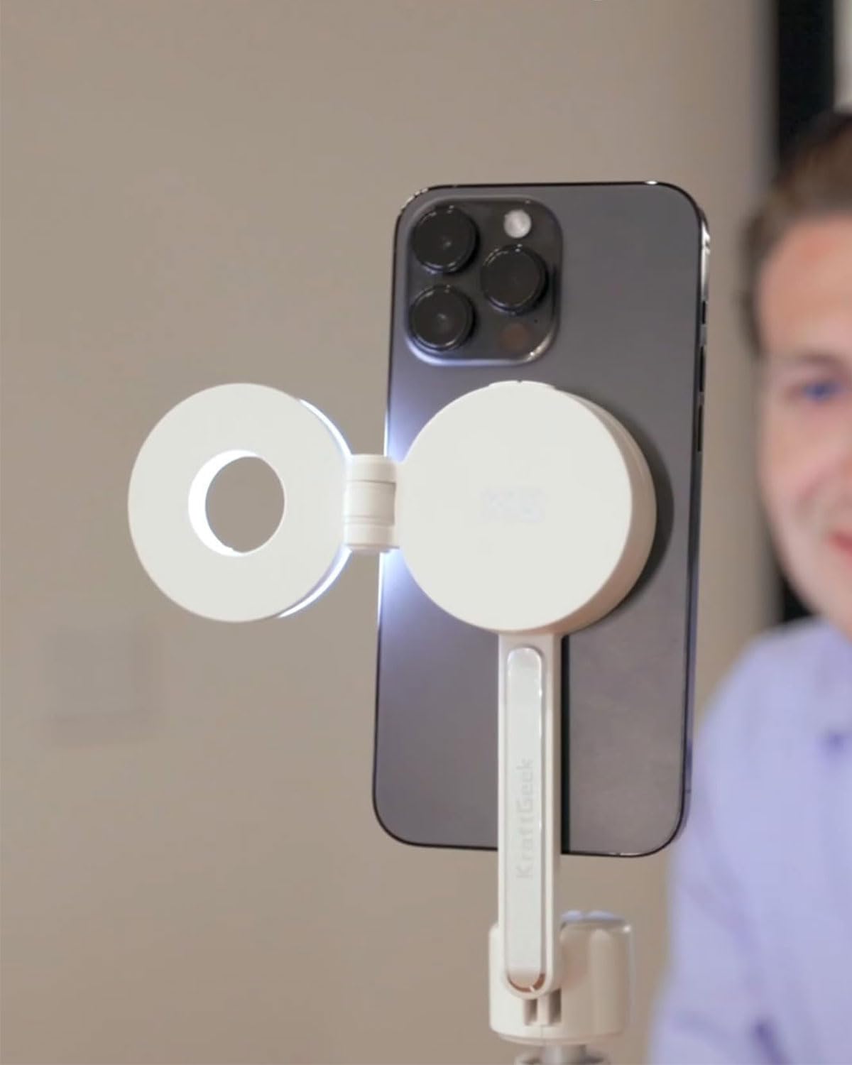 KraftGeek 163cm Palo Selfie Trípode para Movil con Aro de Luz Magnético