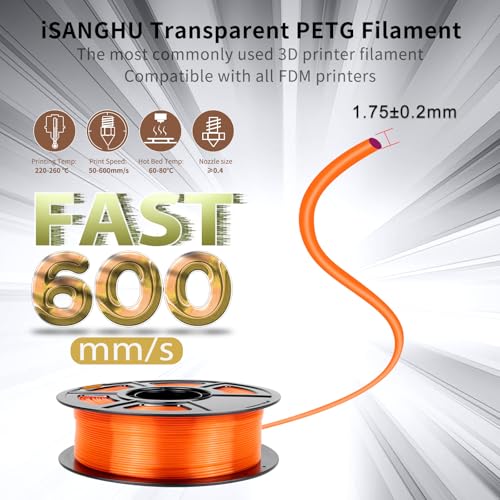 Image of 3D Printer PETG Filament HS Transparent Orange for Bambu Lab AMS,AMS Lite