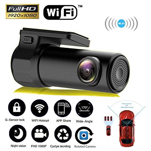Alftek, fotocamera per auto, 1080P, Wifi, DVR, con visione notturna