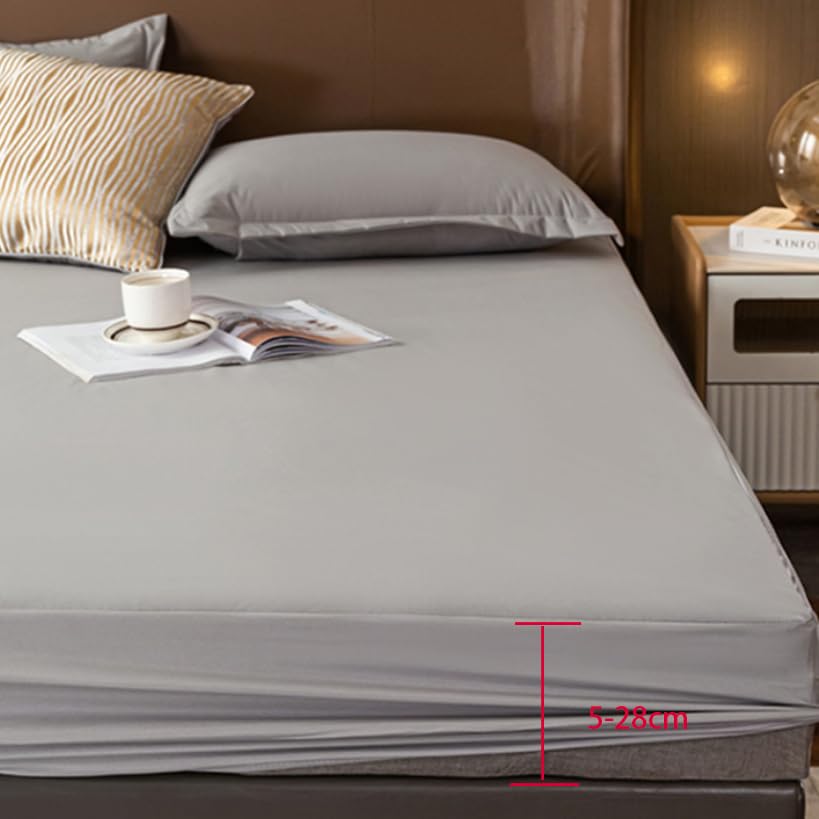 Lenzuolo con angoli king,Coprimaterasso impermeabile a prova di urina in TPU spazzolato tinta unita, coprimaterasso con tasca profonda per hotel camera da letto, giallo, 180*220 cm (71 X 87 pollici)