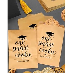 ANTING Class of 2025 One Smart Cookie Graduation Party Favors Bags Graduation Grad Party Treat Snack Goodie Bags Cookie Bar Buffet Grease Resistant Paper Bags