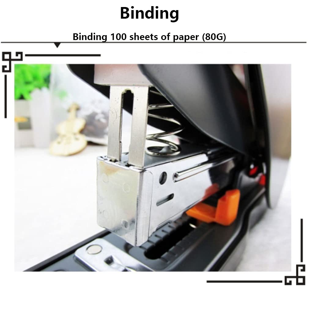 Standard Hefter schwerer laborsparender Hefter 100-Blatt-Kapazität Desktop-Hefter-Maschine for Büro-Hausschule Bürobedarf (Color : Black)