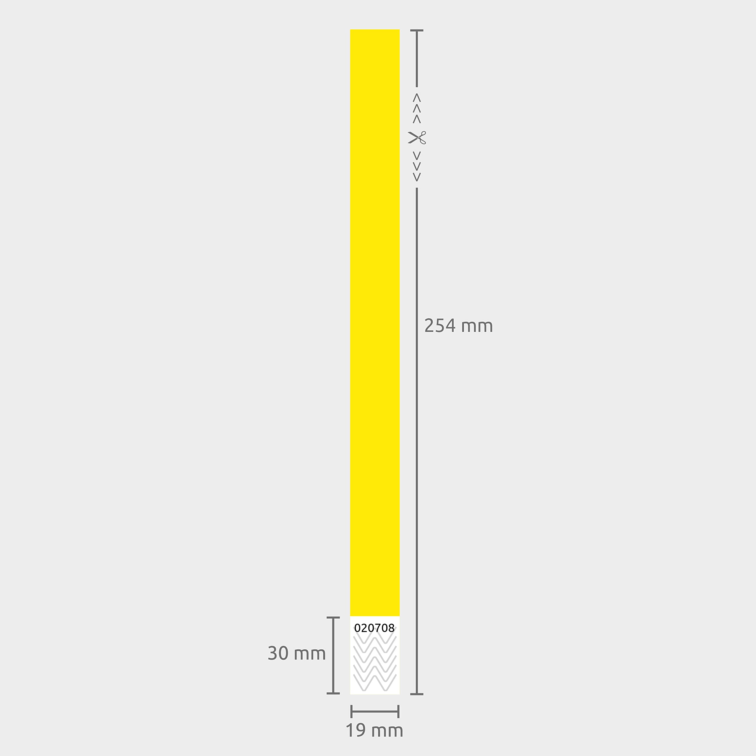 Pack de 100 Pulseras de Seguridad 19 x 254 mm, Amarillo