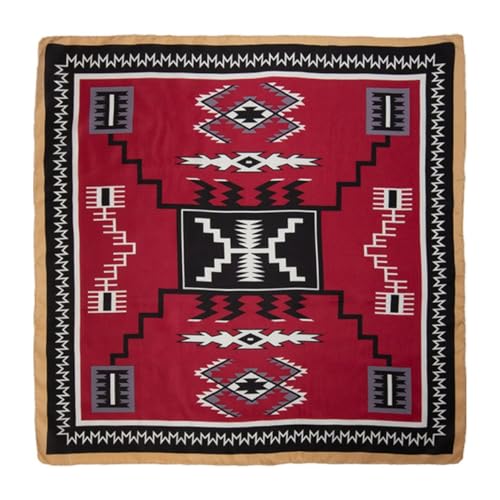 Wyoming Traders XL 42 Inch Wild Rag Bandana Maroon and Black Aztec Silk Scarf