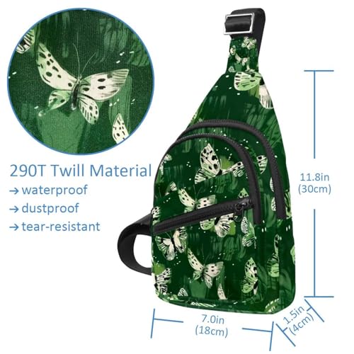 Mochila cruzada de mariposas verdes con correa ajustable ultraligera multicolor 4