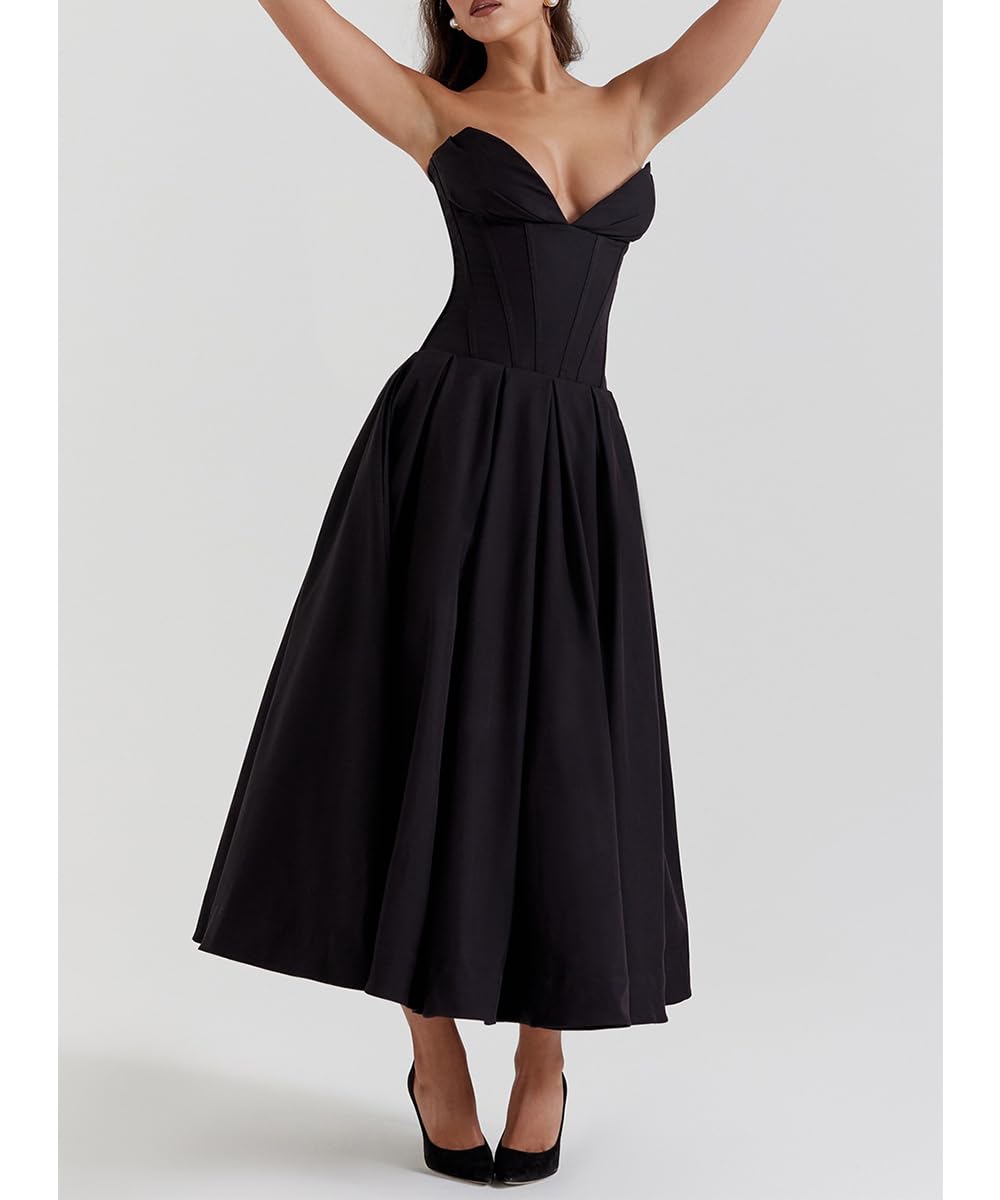 Sexy Senza Maniche Bodycon Corsetto Maxi Abito Tubo Top Ruched Flowy Elegante Sera Party Abiti Lunghi