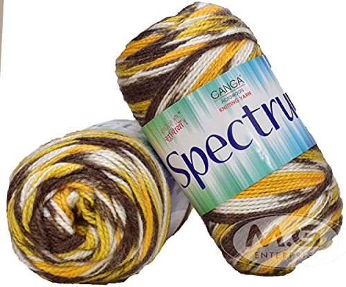 Image of Ganga Spectrum Golden (300 gm) Wool Ball Hand Knitting Wool /Art Craft Soft Fingering Crochet Hook Yarn, Needle Knitting, with Needle.-Q