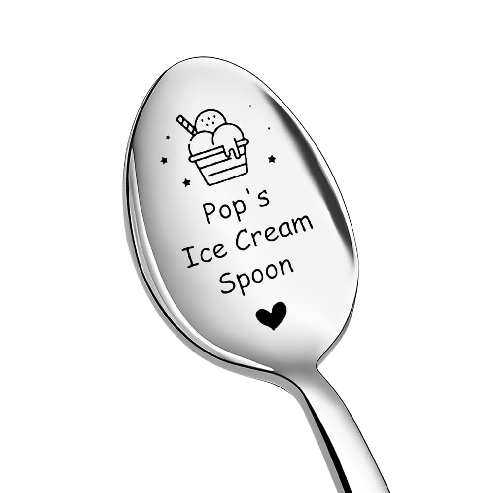 Funny Grandad Fathers Day Gift for Grandpa Pop Birthday Gifts for Grandad Ice Cream Spoon Gift for Papa Grandpa Retirement Gifts for Granddad Grandpas Ice Cream Lover Presents for Papa Pop Spoon