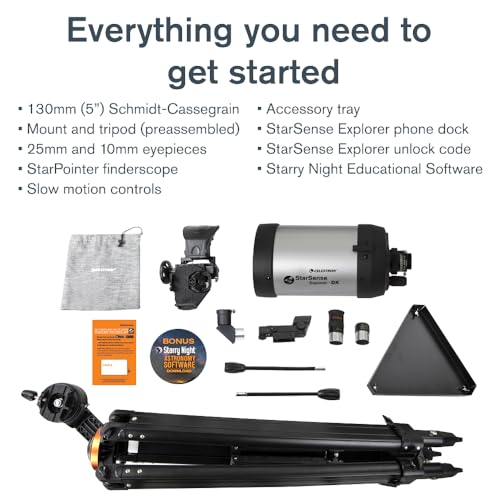 Image of Celestron StarSense Explorer DX 5-inch App-Enabled Telescope - 130mm Schmidt-Cassegrain with Smartphone Dock & StarSense App - iPhone & Android Compatible - Easy-to-Use for Beginners