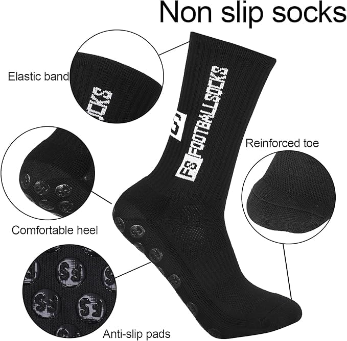 Image of Anti-Slip Sports Socks with Rubber Grip - High-Tech Breathable Cricket, Football, Yoga Socks for Men & Women | Athletic Socks for Gym, Running