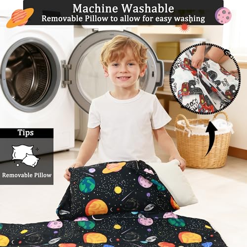 Image of Toddler Nap Mat for Preschool 50''x30'' Sleeping Mat with Removable Pillow and Minky Blanket for Kids Ages 3-7 Roll Up Soft Sleeping Bag for Boys Girls Kindergarten Daycare Sleepover