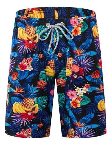 APTRO Men's Swim Trunks Swimming Shorts Board Shorts Quick Dry Beach Shorts Big and Tall Swim Shorts Pineapple MK369 L