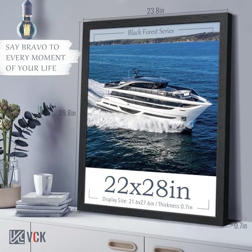 Image of VCK 22x28 Poster Frame Solid Wood Black 3 Pack Picture Frames 22 x 28 Inches with Wall Mounting Hanging