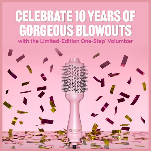 Image of REVLON One-Step Volumizer Hair Dryer and Styler for Easy Salon-Style Blowouts, Revlon Blow Dry Brush for All Hair Types and Lengths, 10th Anniversary Pink Fizz (Limited Edition)