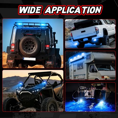 Image of 3 Inch LED Pod Lights Blue Hunting Fishing Rear LED Lights | 2PCS Off Road Auxiliary Backup Fog Light Bar Waterproof Blue Emergency Signal Cube Work Lights for Truck RV UTV Pickup Boat