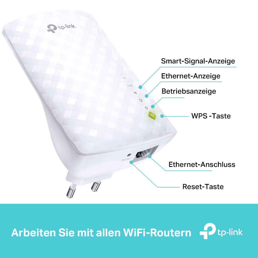 TP-Link Powerline Adapter Set TL-PA7017P KIT(1000Mbit/s & WiFi TP-LINK TL-RE200 (UE) - Blanc