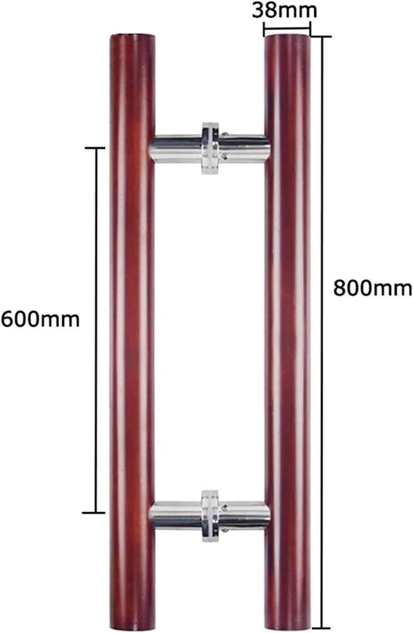Gate Hardware Solid Wood Commercial Sauna Glass Door Push-Pull Handle/Home Sliding Wooden Barn Door Handle-Wine Red,3 Lengths (Red 800×600mm)