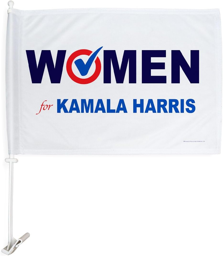 Women for Kamala Harris Flag for Car Bandera para Carros Window Clip Pole Mount Kit Rally Shooting 2024 Biden President 47 Poster Auto Decor Sign Outdoor Decoration Democrat Gift Made in USA