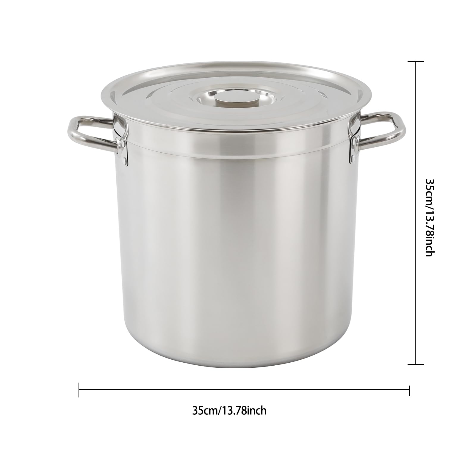 Garnek do zupy ze stali nierdzewnej 35 l z pokrywką Ø 35 cm | Pojemność ponad 35 l, otwór Ø 35 cm, z pokrywką, do gospodarstwa domowego i gastronomicznego, stal nierdzewna
