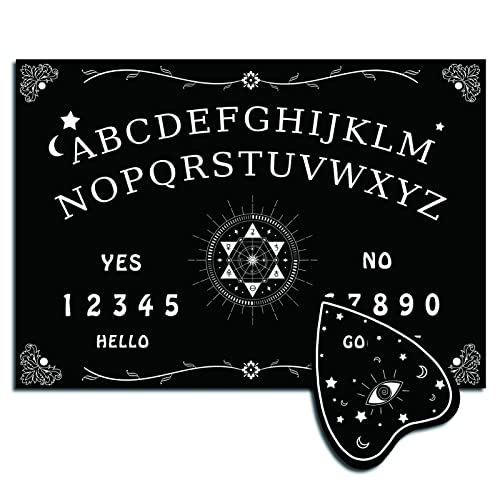 CREATCABIN Tablero PénduPentagrama Tablero Madera Parlante Ouija Planchette Juego Juego Mesa Espíritu Madera Adivinación Negra Spirit Hunt Mensaje Metafísico Wicca Pagan 11.8 x 8.3 Pulgada