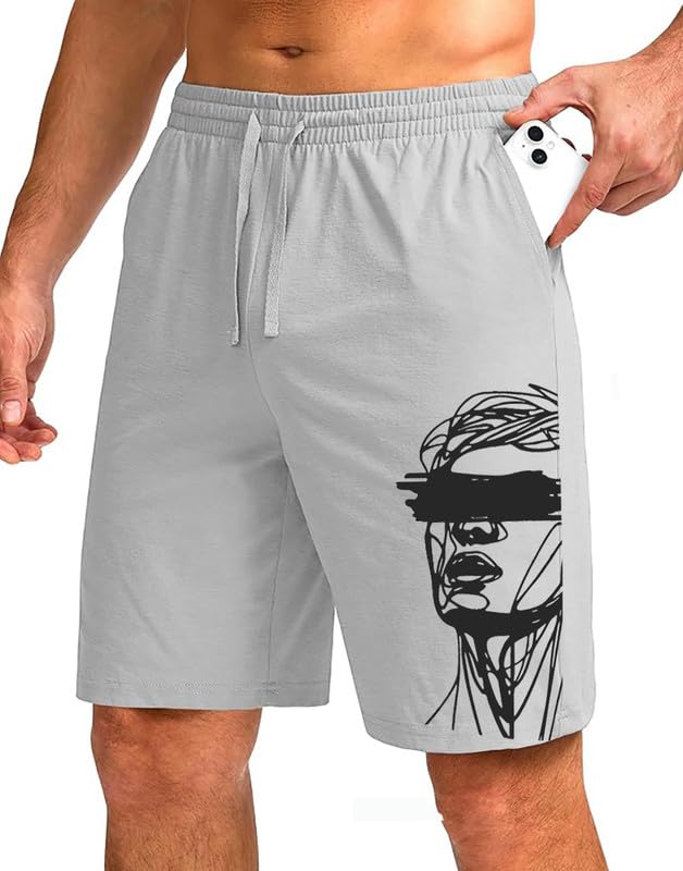Image of hotfits Stylish Men's Cotton Shorts D Multicolored, Lightweight, Breathable, Casual Summer Lounge, Gym, Athletic, Workout, Beach & Travel Shorts for Men