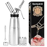 Professional Stainless Steel Whipped Cream Dispenser (500 mL), Includes 3 Culinary Decorating Nozzles and 1 Cleaning Brush; Compatible with Standard N20 Chargers (Chargers Not Included)