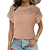 Dokotoo Women’s Tops Casual Scoop Neck Short Sleeve Waffle Knit Hollow Out Shirts Loose Tunic Tops Blouses