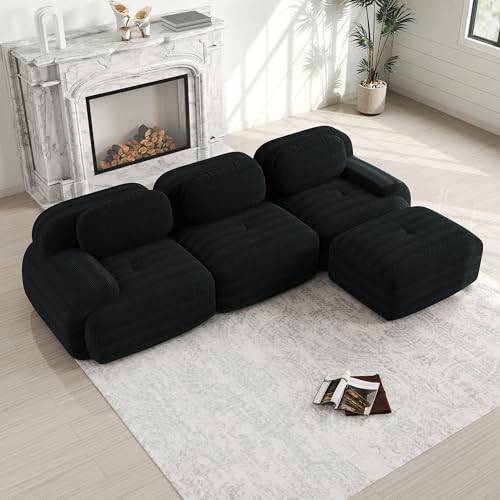 Bladez Canapé moderne en corde 3 places Sofa Modulaire canapé d'angle en forme de L avec pouf ottoman, sans montage, canapé Cloud combinable, pour salon...