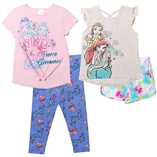 Disney Princesses Toddler Girls 4 Piece Mix n' Match Shorts & Legging Set - 3T White/Pink