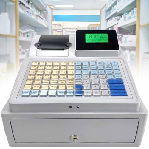 PixCy Registro de Efectivo electrónico con Pantalla LED Digital orientada al Cliente, 81 Teclas recaudadas de Llaves, 8 Caja registradora Comercial LED Digital para Negocios/Restaurante/Tienda