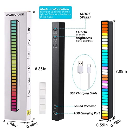 Rgb Sound Reactive Led Light Bar, Sound Control Light，32 Bit Music Level Indicator, Creative Colorful Sound Control Ambient Light, Voice-Activated Pickup Rhythm Light For Party, Car Light, Desktop #TOP4
