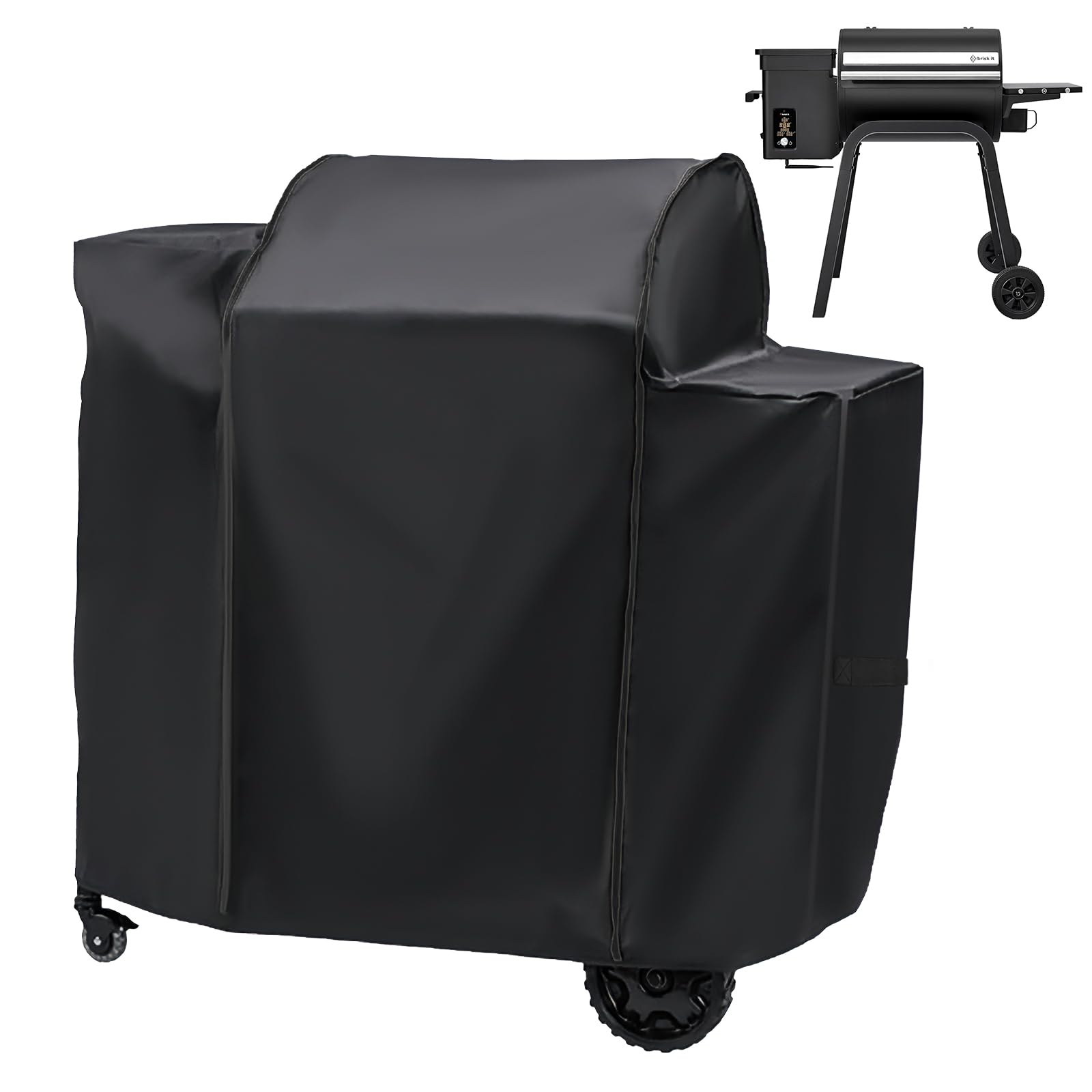 Grillabdeckung für Brisk It Zelos-450 Elektrischer Holzpellet-Räuchergrill, 600D Heavy Duty Wasserdicht UV-beständige Smoker Abdeckung, Outdoor Grill Zubehör