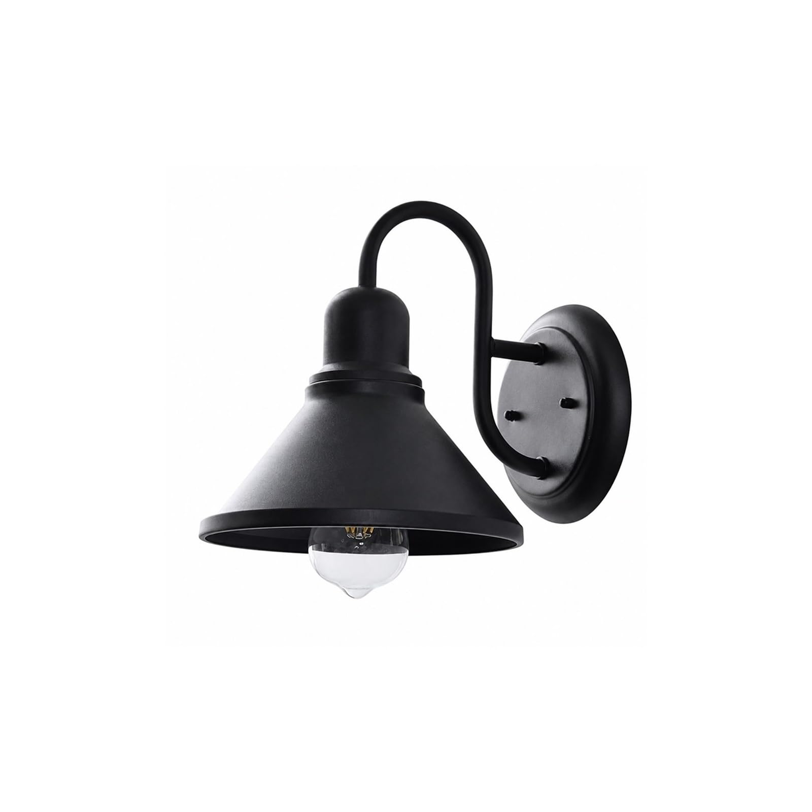 OZBMA Vintage Industrial Outdoor Wall Light, Matte Black E27 Gooseneck Lantern, Iron Exterior Sconce with Glass, Lighting Fixtures for Entryway Staircase Foyer Apartment Patio Threshold