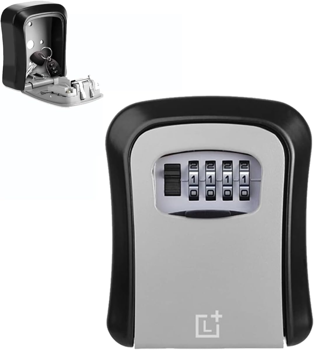 Key Storage – Key Box – Key Lock Box – with Resettable 4 Digits Combination - Wall Mounted for Outdoor and Indoor Home Hotel Office – Gray/Black (Pack of 1)