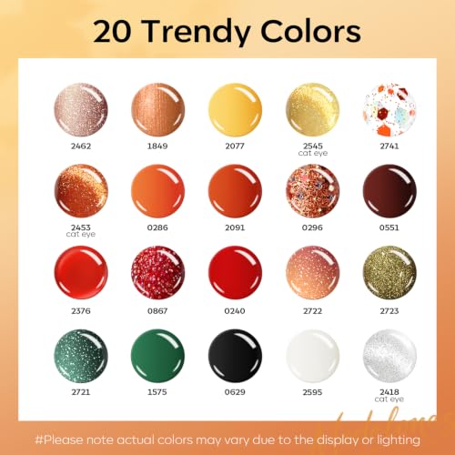 Image of modelones Cat Eye Gel Nail Polish Set Glitter 24PCS Shimmer Fall